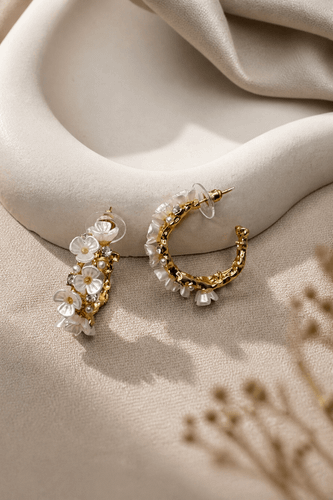 گوشواره حلقه ای گل برجسته/کد 186
