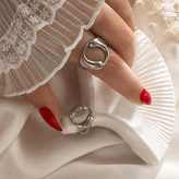 انگشتر زنانه نقره ای طرح حلقه/ کد ۱۹۸