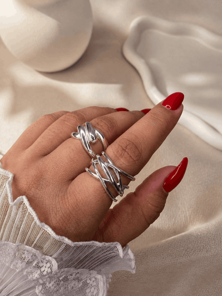 انگشتر زنانه مدل کراس خطی/ کد ۲۰۲